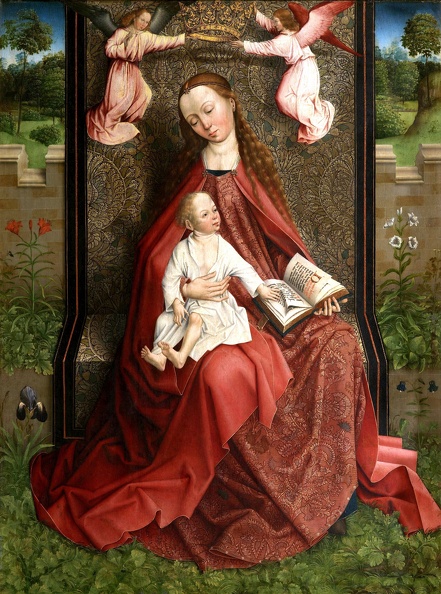 MASTER OF EMBROIDERED FOLIAGE ANGELS CROWNED MARY BRUGES