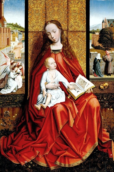 MASTER OF EMBROIDERED FOLIAGE MADONNA AND CHILD ON THRONE WILLIAMSTOWN