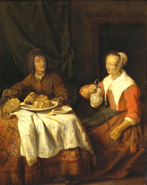 METSU GABRIEL MAN AND WOMAN AT DESK PANEL 1660 RIJK