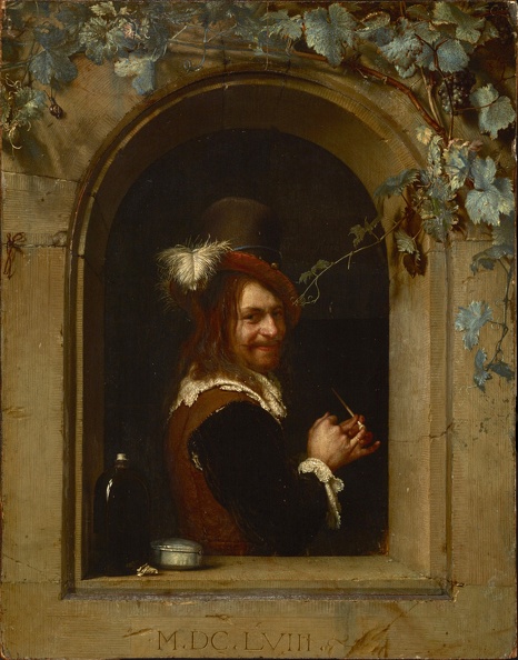 MIERIS FRANS VAN ELDER MAN PIPE AT WINDOW 1658 BRUKENTHAL