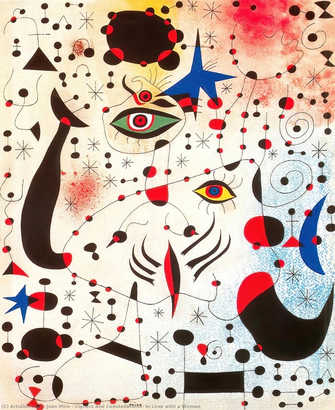 MIRO JOAN CIPHERS AND CONSTELLATIONS IN LOVE WITH WOMAN