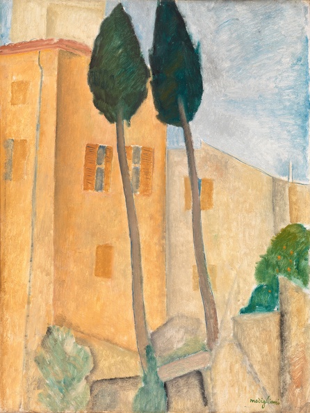 MODIGLIANI AMEDEO CYPRESSES AND HOUSES AT CAGNE BARNES