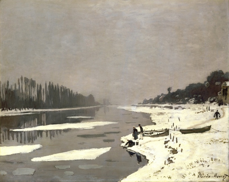 MONET CLAUDE ICE FLOES ON SEINE AT BOUGIVAL 1867 1868