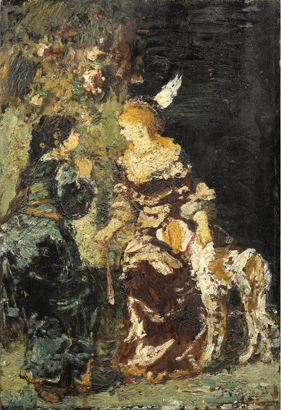 MONTICELLI ADOLPHE TWO WOMEN DOG SOTHEBY