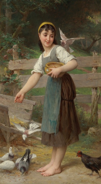 MUNIER EMILE FEEDING DOVES 1890 PRAGA