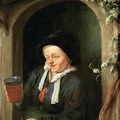OSTADE ADRIAEN JANSZ VAN WOMAN AT WINDOW WITH JUG AND BEER GLASS MET