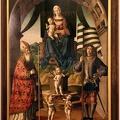 PALMEZZANO MARCO MADONNA COL BAMBINO IN TRONO TRA SS. BIAGIO E VALERIANO E CON ANGELI MUSICANTI 1520 CA. DA S. BIAGIO FORLI 01B