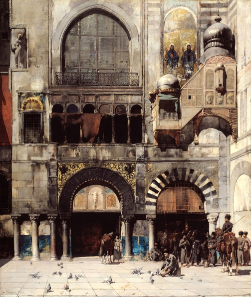 PASINI ALBERTO CIRCASSIAN CAVALRY AWAITING THEIR COMMANDING OFFICER AT DOOR OF BYZANTINE MONUMENT CHICA