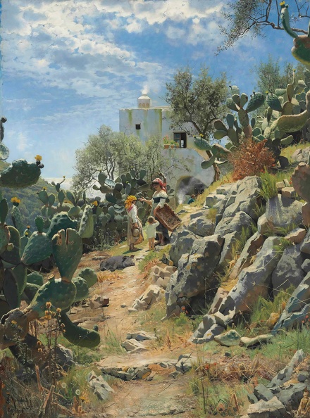 PEDER MONSTED AT NOON ON CACTUS PLANTATION IN CAPRI 1885