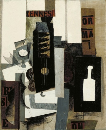 PICASSO PABLO GLASS GUITAR AND BOTTLE MET