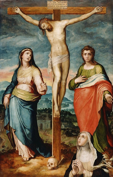 PINO MARCO DA SIENA CHRIST ON CROSS ST. MARY AND ST. JOHN EVANGELIST IN VISION OF ST. CATHERINE OF SIENA GETTY