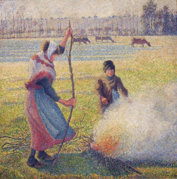 PISSARRO CAMILLE PEASANT GIRL LIGHTING FIRE 1888 ORSAY