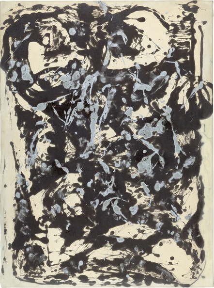 POLLOCK JACKSON BROWN AND SILVER 1951 ENAMEL AND SILVER PAINT TH BO