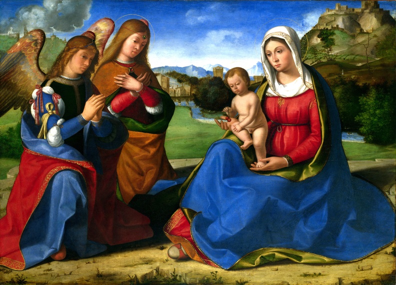 PREVITALI ANDREA VIRGIN AND CHILD ADORED BY TWO ANGELS LO NG