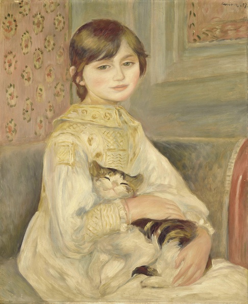 RENOIR PI. AU. PRT OF JULIE MANET GIRL WITH CAT 1887