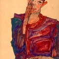 SCHIELE EGON PRT OF SELF WITH EYELID PULLED DOWN 1910 GOOGLE