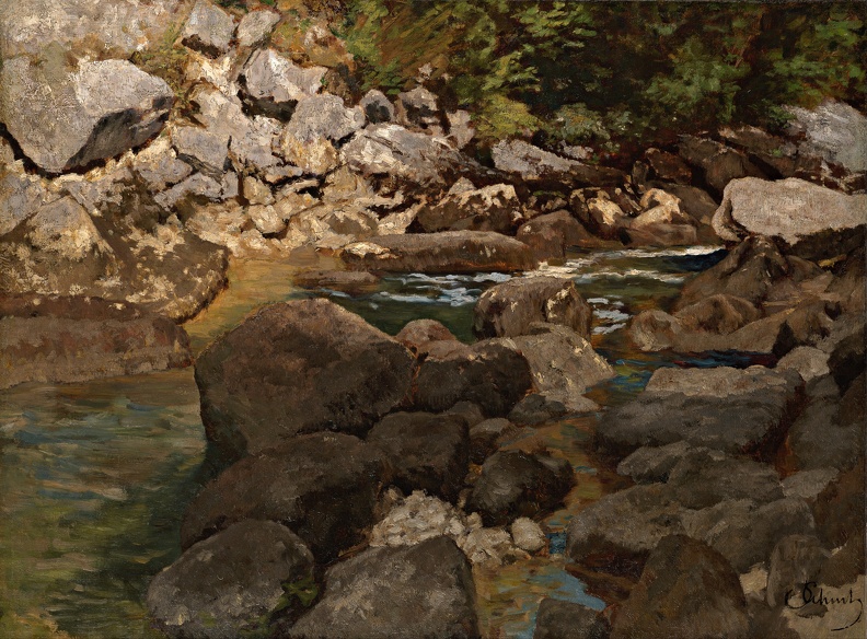 SCHUCH CARL MOUNTAIN STREAM WITH BOULDERS GOOGLE LEOPOLD