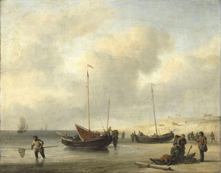 VELDE WILLEM VAN DE YOUNGER FISHING BOATS ON BEACH 1707 RIJK