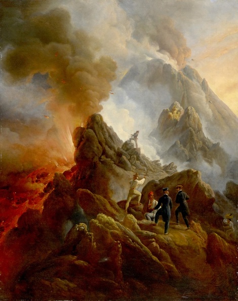 VERNET HORACE VESUVIUS ERUPTING ARTIST AND HIS FATHER CARLE VERNET IN FOREGROUND HOUSTON