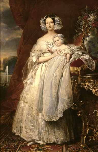 WINTERHALTER FRANCOIS XAVIER PRT OF HELENE OF MECKLENBURG SCHWERIN DUCHESS OF ORLEANS WITH HER SON PRINCE LOUIS PHILIPPE COUNT OF PARIS