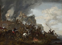 WOUWERMAN PHILIPS CAVALRY MAKING SORTIE FROM FORT ON HILL LO NG