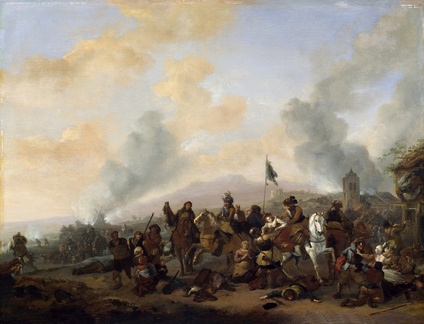 WOUWERMAN PHILIPS SOLDIERS PLUNDERING VILLAGE HOUSTON