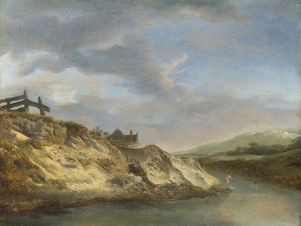 WOUWERMAN PHILIPS STREAM IN DUNES WITH TWO BATHERS LO NG