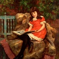 WOOD CHARLES HAIGH PRT OF YOUNG GIRL READING 1883
