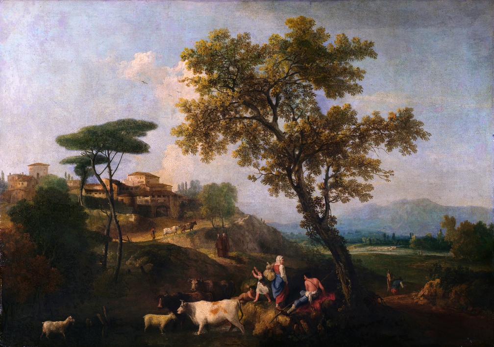 ZUCCARELLI FRANCESCO LANDSCAPE CATTLE AND FIGURES LO NG