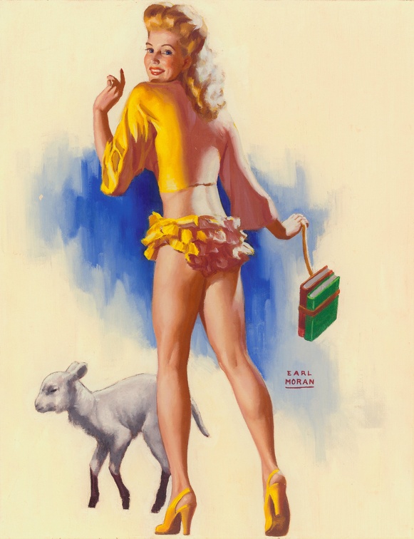  MORAN EARL BLONDE DRESSED IN YELLOW WITH HER SHEEP 1948A
