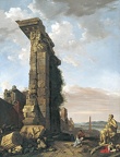 BREENBERGH BARTHOLOMEUS IDEALIZED VIEW OF ROMAN RUINS SCULPTURE ANDPORT 1650 TH BO
