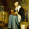 AACK JOHANNES VAN OLD WOMAN SEATED SEWING LO NG