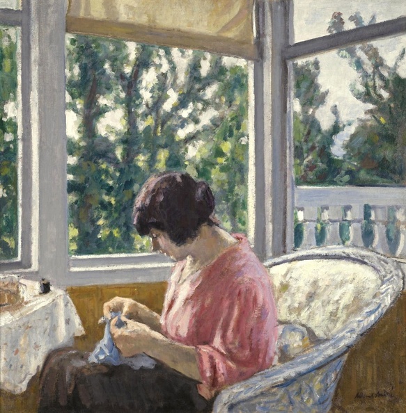 ANDRE ALBERT YOUNG WOMAN SEWING 1913 SOTHEBY