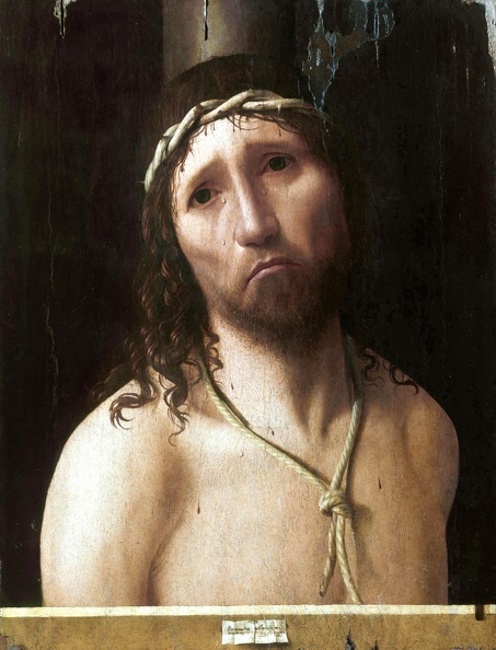 ANTONELLO DA MESSINA CHRIST CROWNED THORNS ECCE HOMO 1473 PIACENZA COLLEGIO ALBERONI