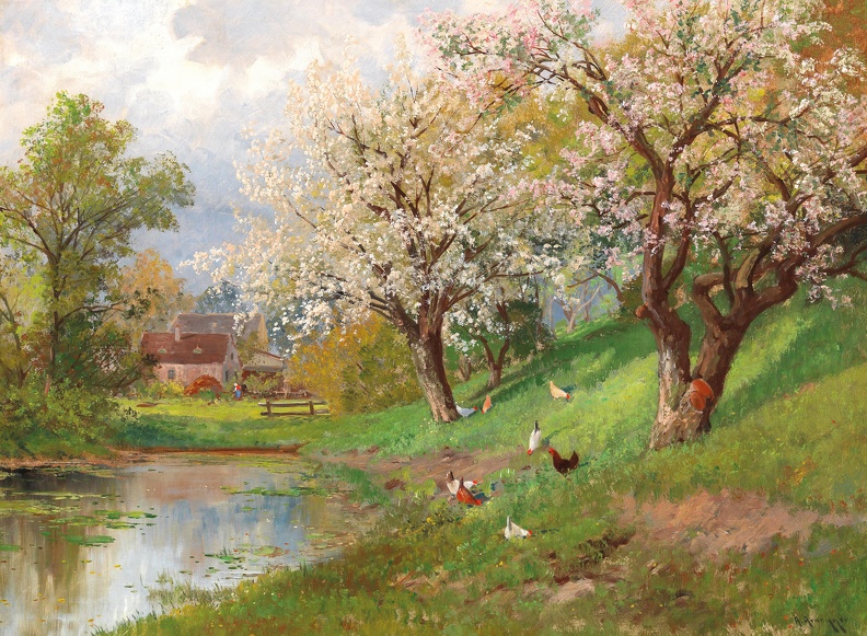 ARNEGGER ALOIS SPRING IN COUNTRY EARLY 20TH CENTURY