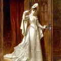 BAKALOWICZ LADISLAUS ELEGANTE DAME IN WHITE DAMASK DRESS