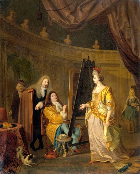 BAKHUIZEN LUDOLF ARTIST IN HIS STUDIO PAINTING LADY 1707 RIJK