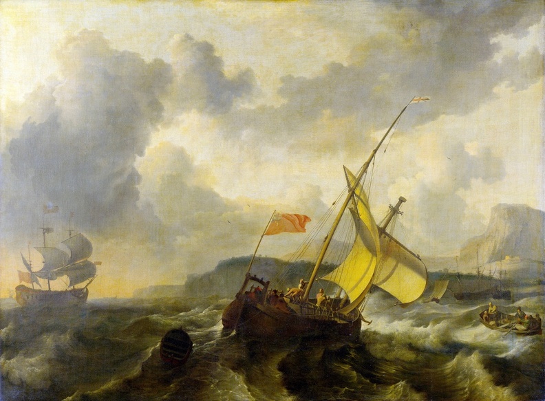 BAKHUYZEN LUDOLF ENGLISH VESSELS AND MAN OF WAR IN ROUGH SEA LO NG