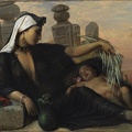 BAUMANN ELISABETH JERICHAU EGYPTIAN FELLAH WOMAN HER BABY 1872 ROYAL