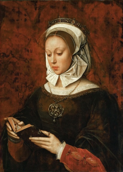 BENSON AMBROSIUS YOUNG WOMAN IN ORISON READING BOOK OF HOURS O2