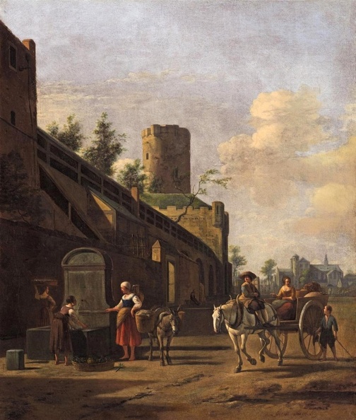 BERCKHEYDE GERRIT ADRIAENSZ HORSE AND CART BY CITY WALL OF COLOGNE