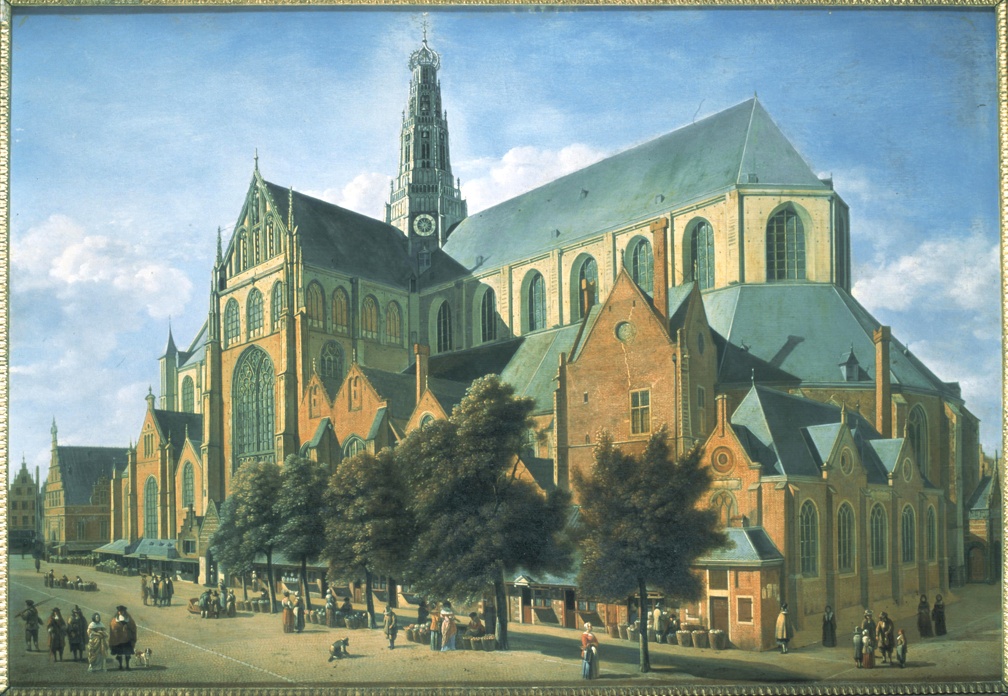 BERCKHEYDE GERRIT ADRIAENSZ VIEW OF HAARLEM BAVO CHURCH FROM GROENMARKT