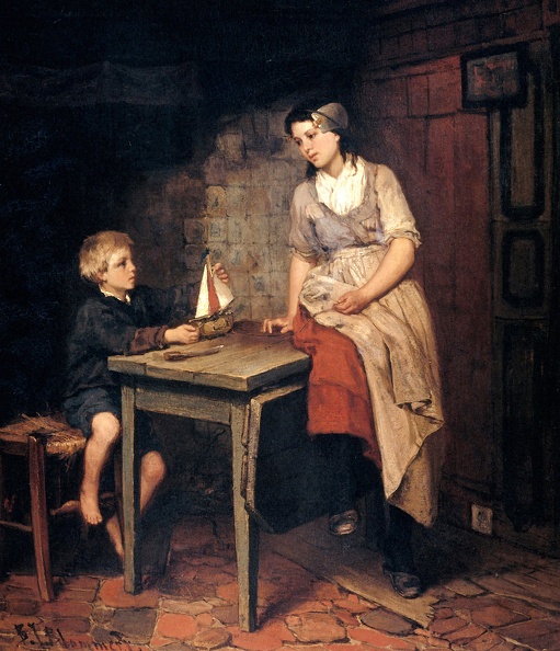 BLOMMERS BERNARDUS JOHANNES CHILDREN FISHERMAN RIJK 1868