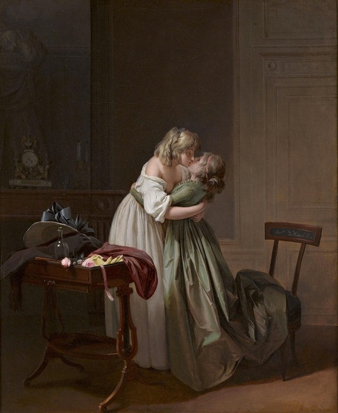 BOILLY TWO YOUNG WOMEN KISSING 1790 94 24112940