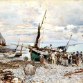 BOLDINI GIOVANNI RETURN OF FISHING BOATS ETRETAT 1879