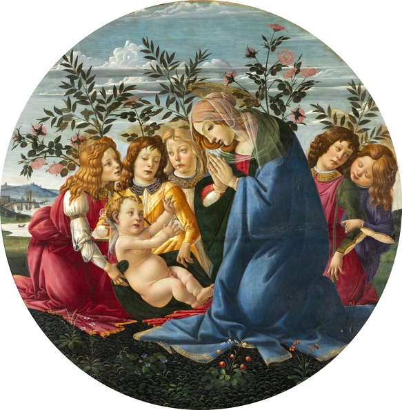 BOTTICELLI SANDRO MADONNA ADORING CHILD WITH FIVE ANGELS BALTIMORE OF AR