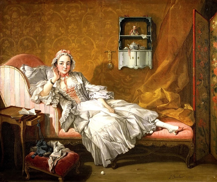 BOUCHER FRANCOIS PRT OF LADY ON HER DAY BED 1743