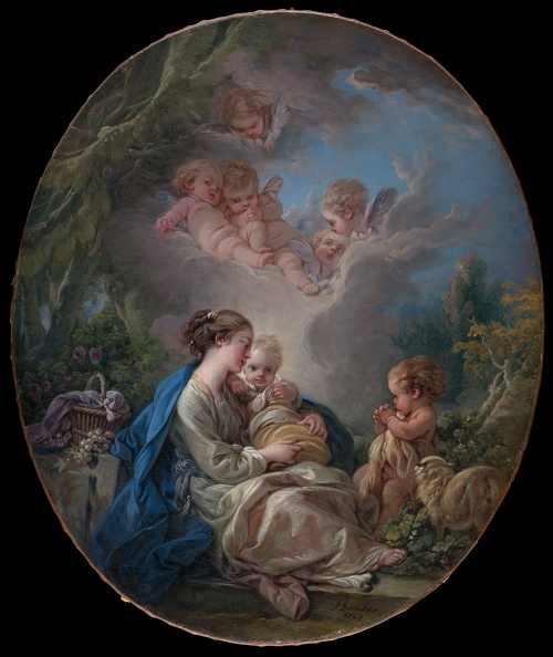 BOUCHER FRANCOIS MADONNA COL BAMBINO ST. GIOVANNI BATTISTA E ANGELI 1765