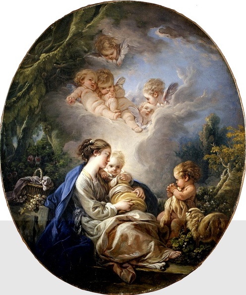 BOUCHER FRANCOIS YOUNG MADONNA AND CHILD BY JOHN BAPTIST AND ANGELS 1765 MET