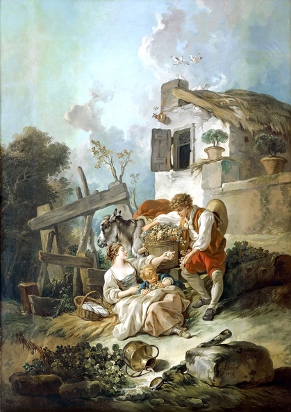 BOUCHER FRANCOIS YOUNG MAN TREATING GIRL GRAPES
